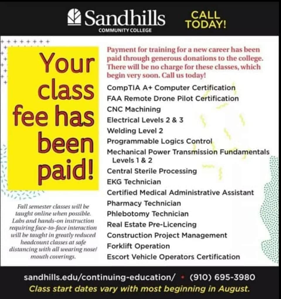 Free Courses Offered By FTCC & Sandhills Community College